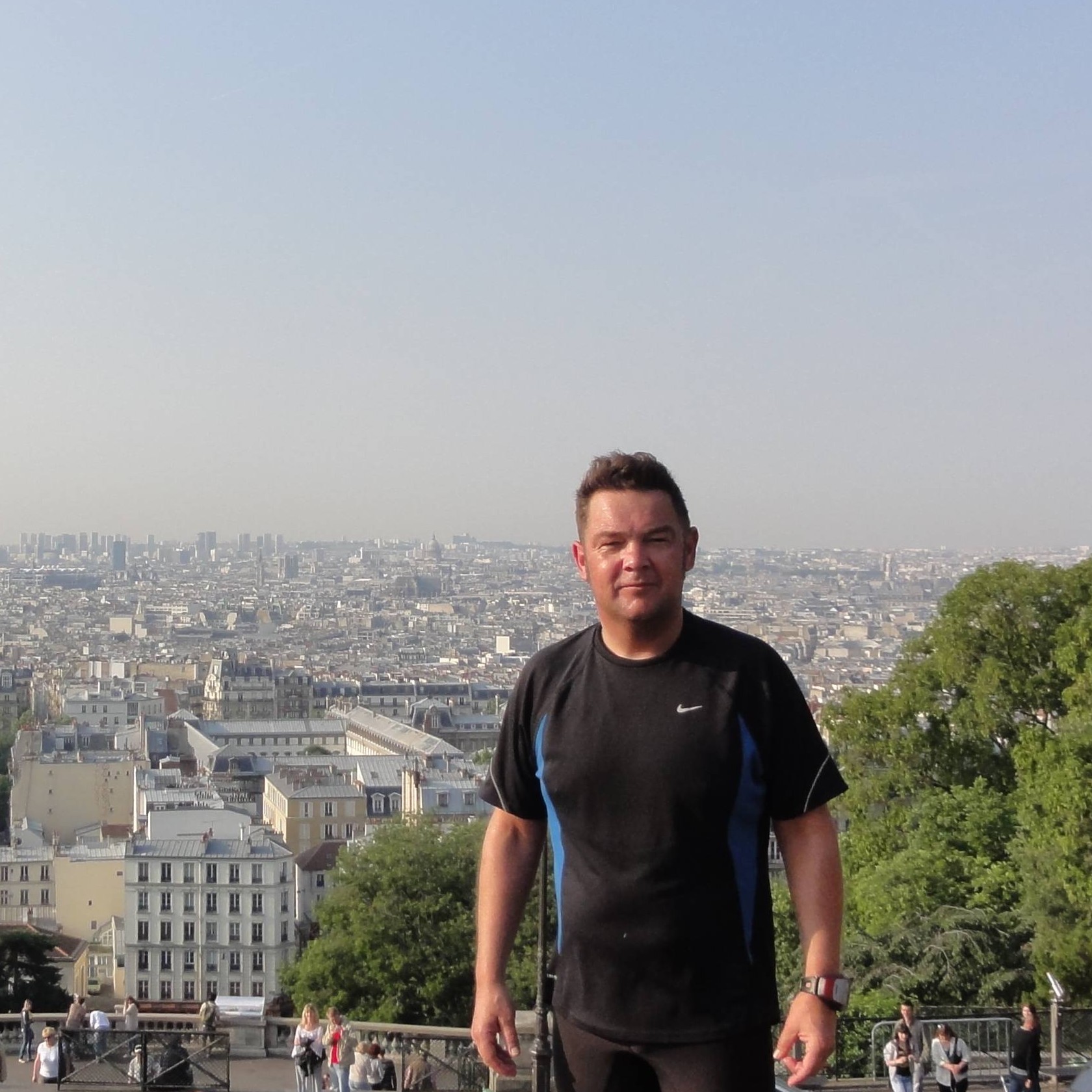 At the top of Paris with Bart after a sports ascent