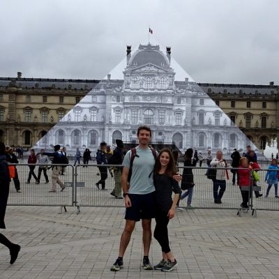 In front of the invisible pyramid with Molly and Saul